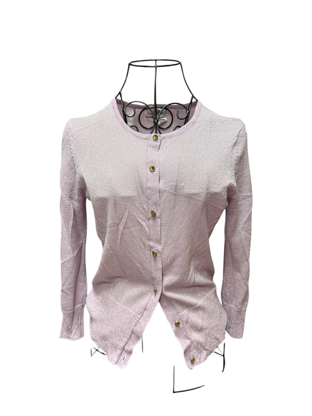 Cache Lilac Long-Sleeve Button Front Top Jewel Buttons Medium